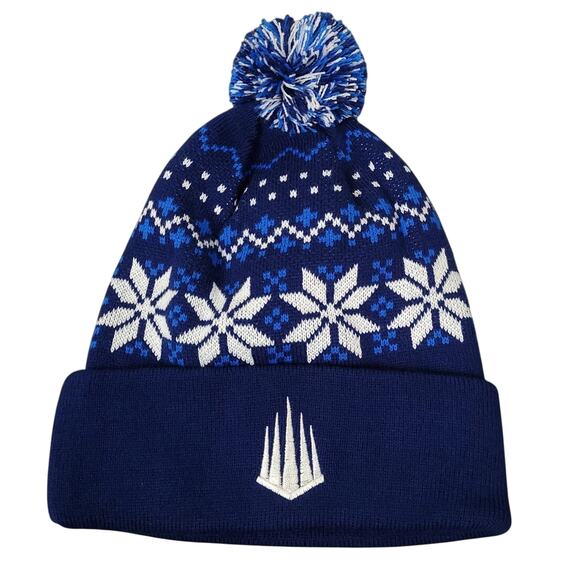 IMG Academy 2022 Christmas Winter Beanie Hat One Size Blue & White Snowflakes - Picture 1 of 4